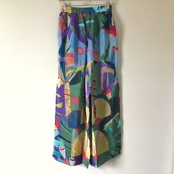 NWT FARM RIO Tropical Scenario Slit Wide Leg Pants Size XS - Picture 3 of 5